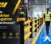 Pedestrian segregation in a warehouse using physical safety barriers and marked walkways